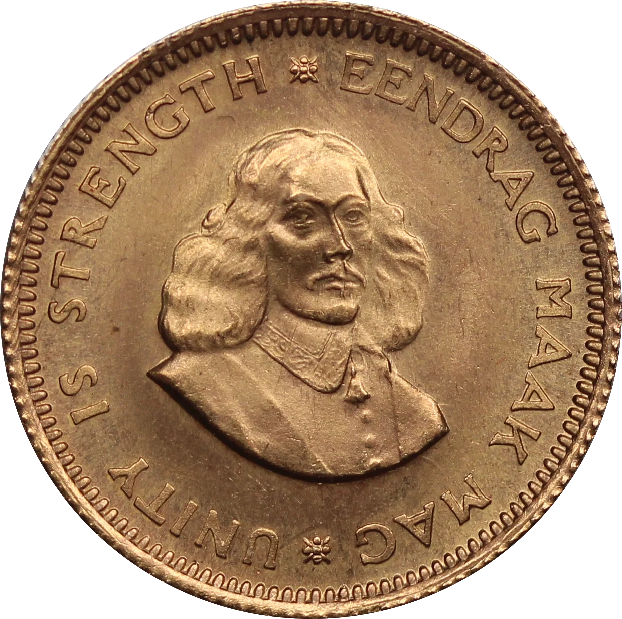 South Africa 1976 1 Rand Gold UNC (Edge Knock) - Image 2