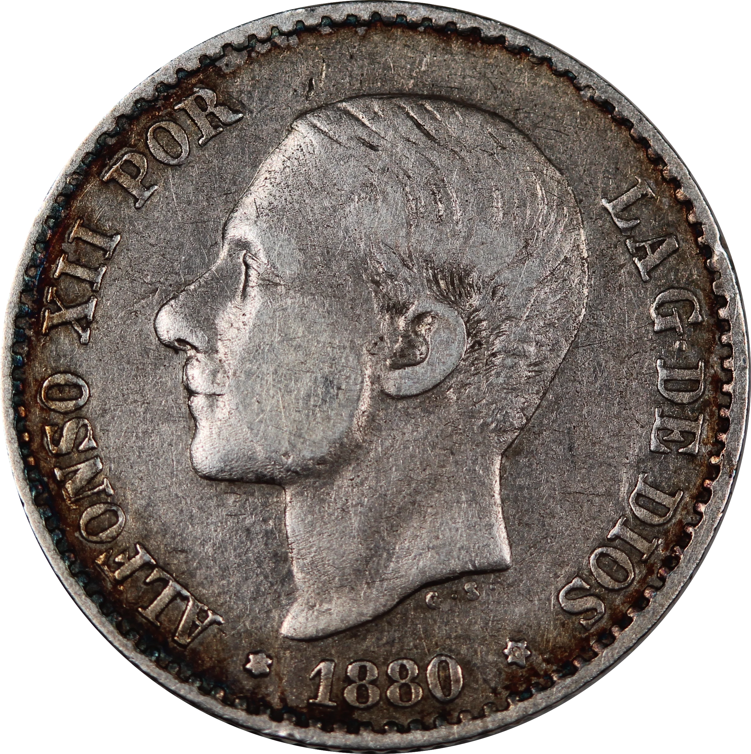 Spain 1880 50 Cents aVF - Image 2