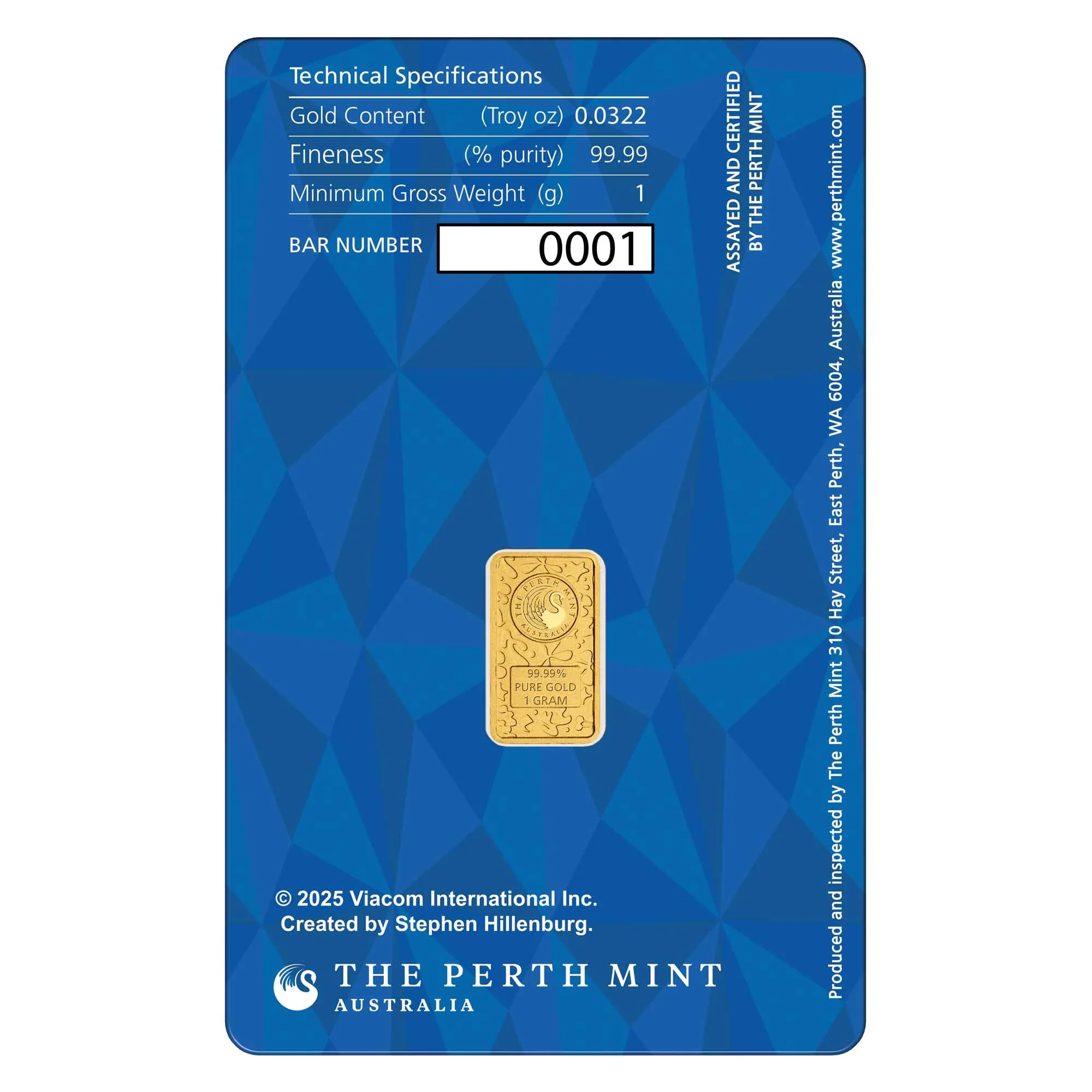 SpongeBob SquarePants 1g Gold Minted Bar - Image 4