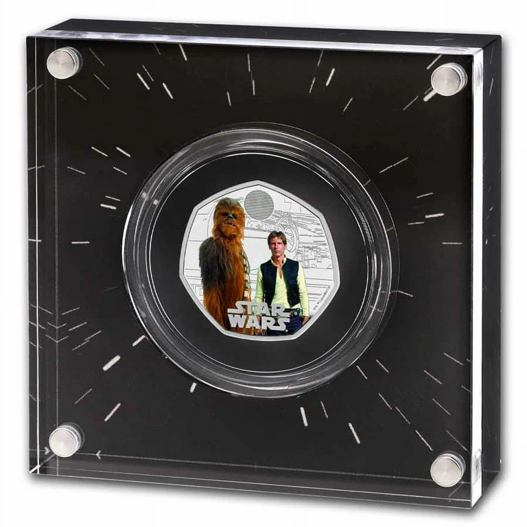 Star Wars Han Solo and Chewbacca 2024 UK 50p Silver Proof Coloured Coin - Image 3