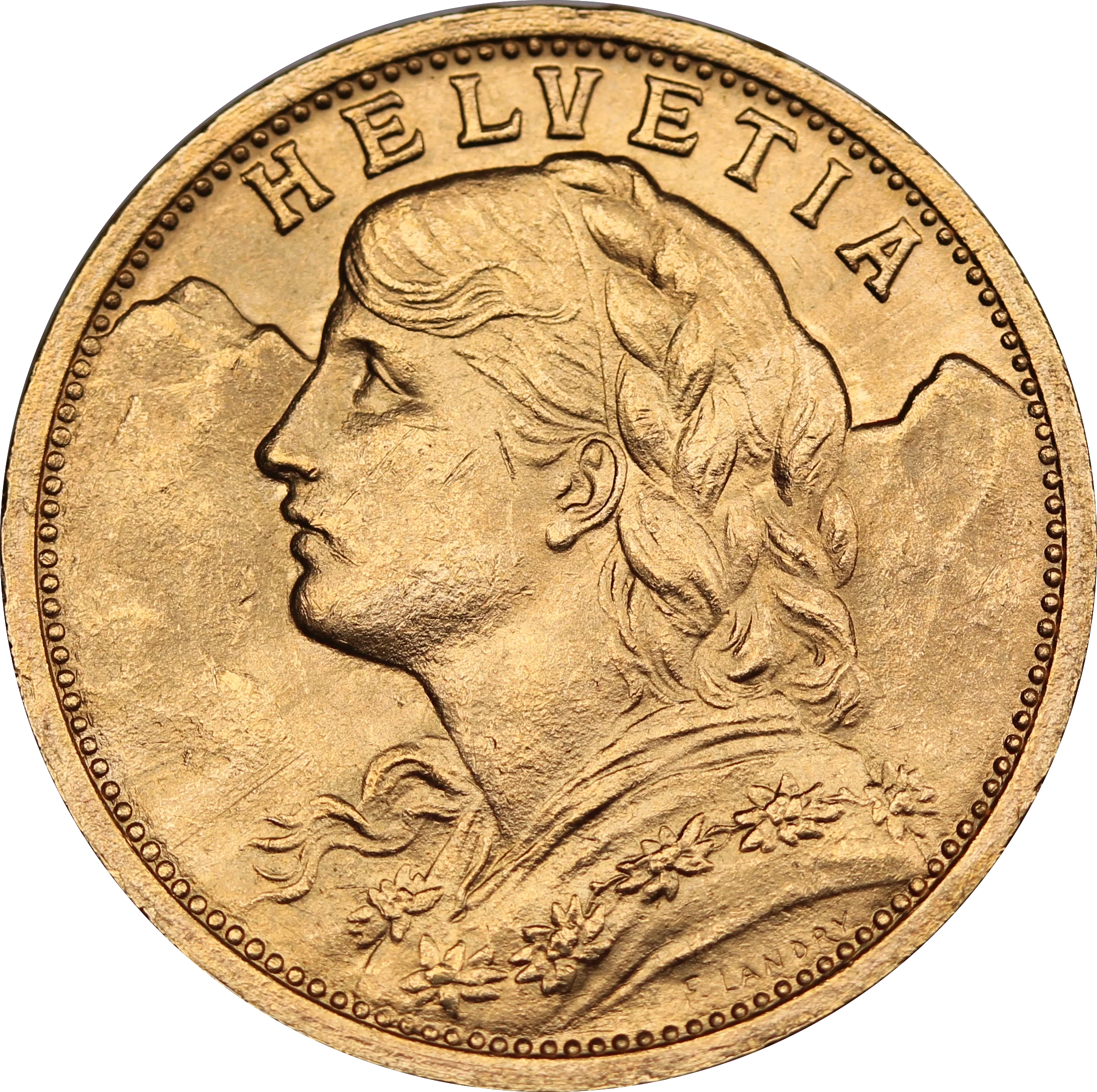 Switzerland 1909 20 Francs Gold Coin UNC - Image 2