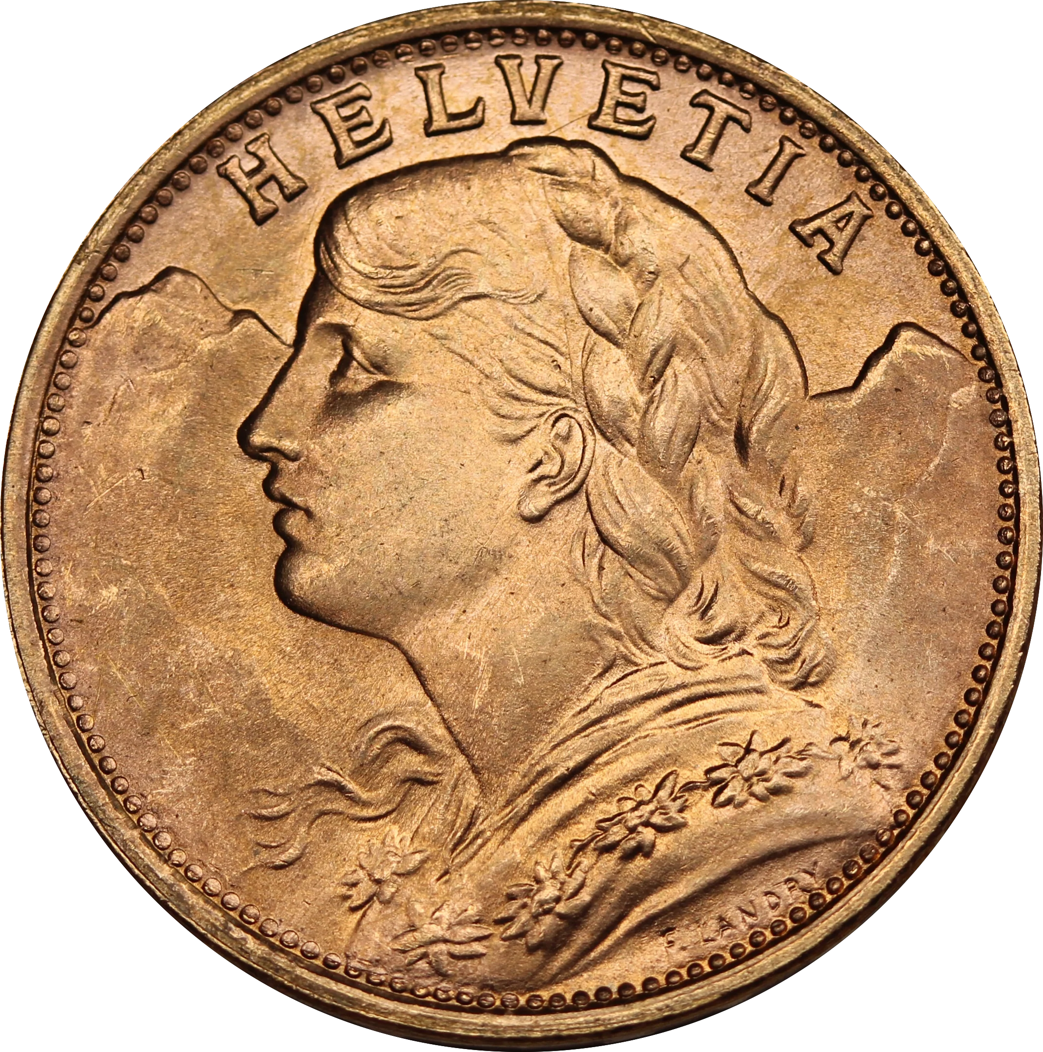 Switzerland 1949 20 Francs Gold Coin UNC - Image 2