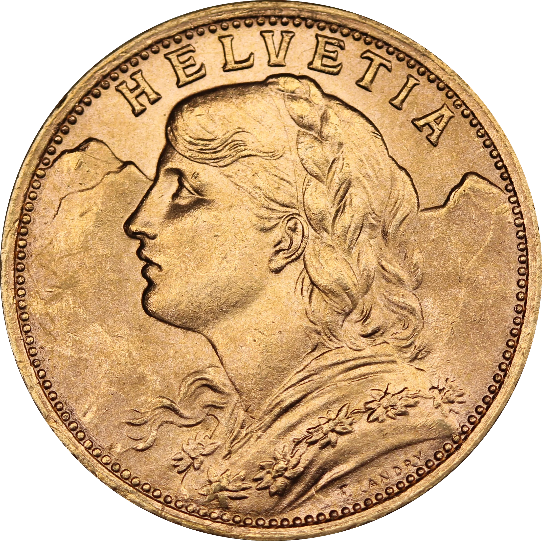 Switzerland 1927 20 Francs Gold Coin UNC - Image 2