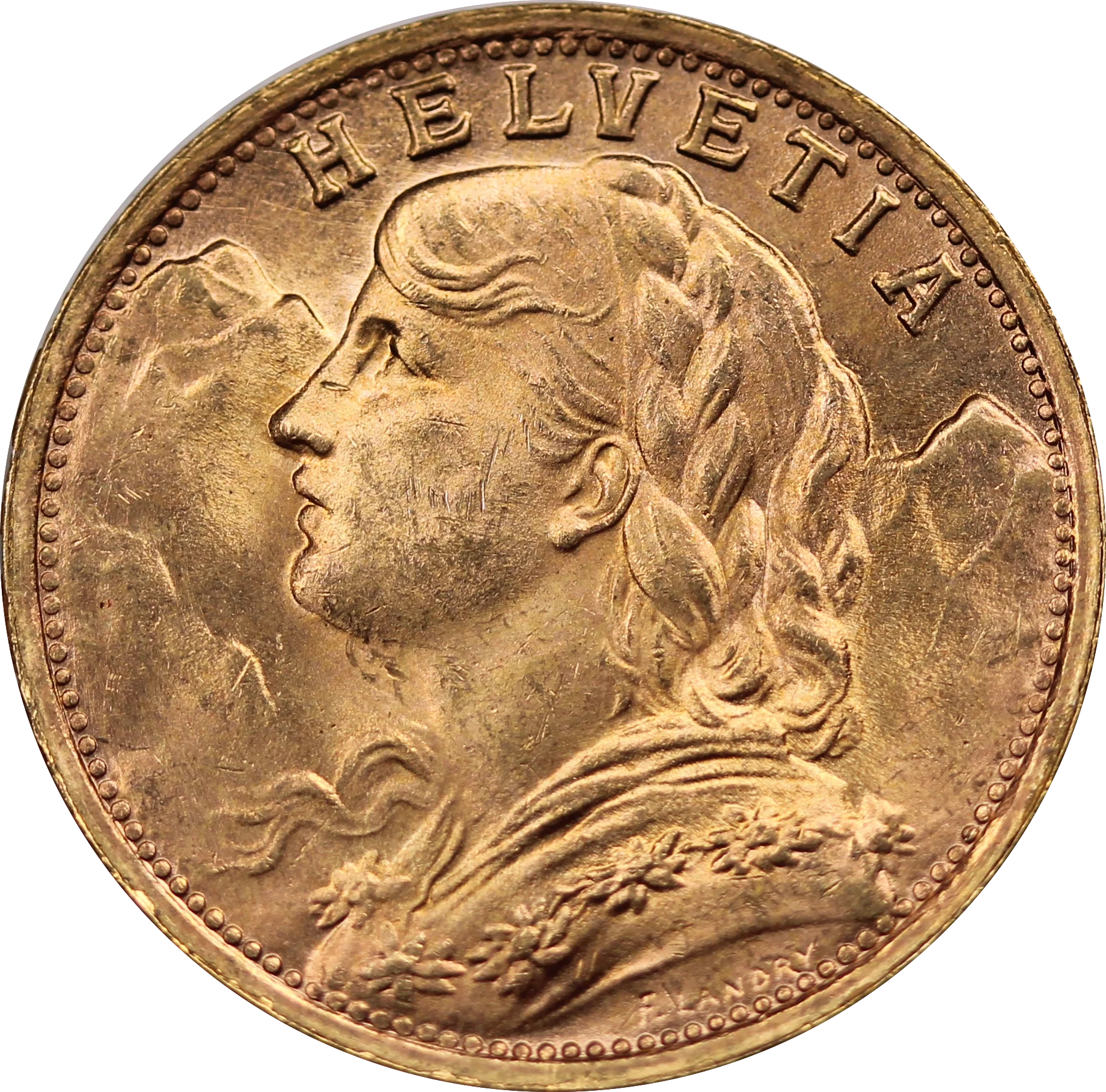 Switzerland 1947 20 Francs Gold Coin UNC - Image 2