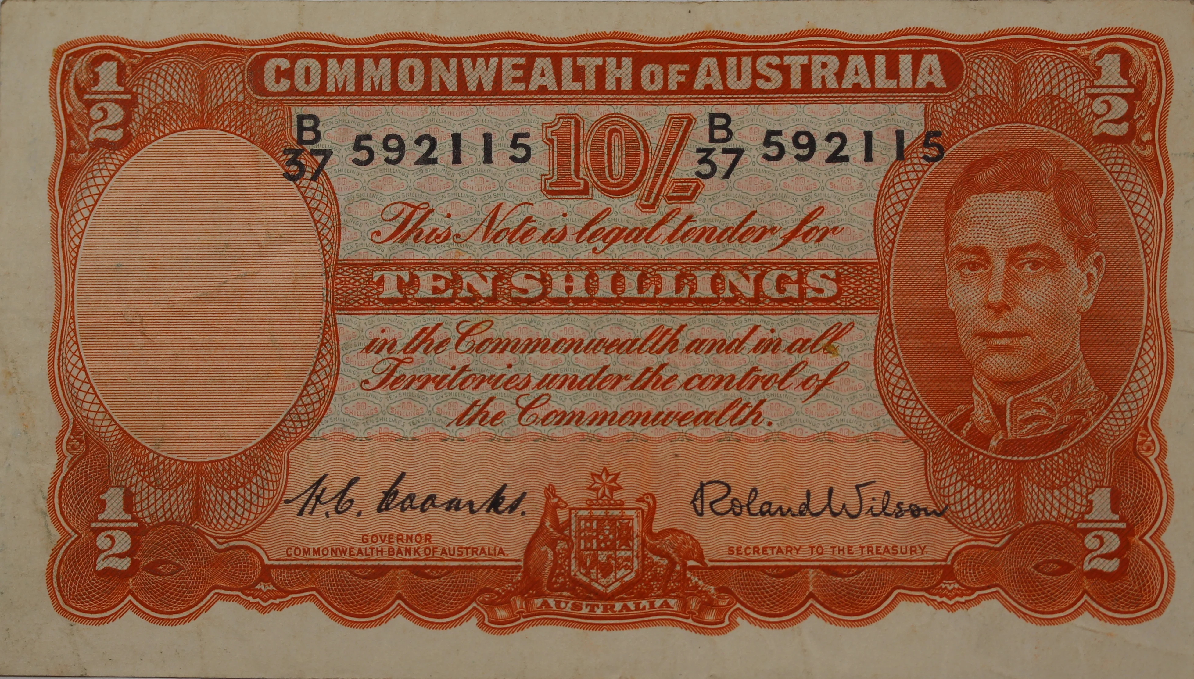 Ten Shillings 1952 Coombs/Wilson aVF