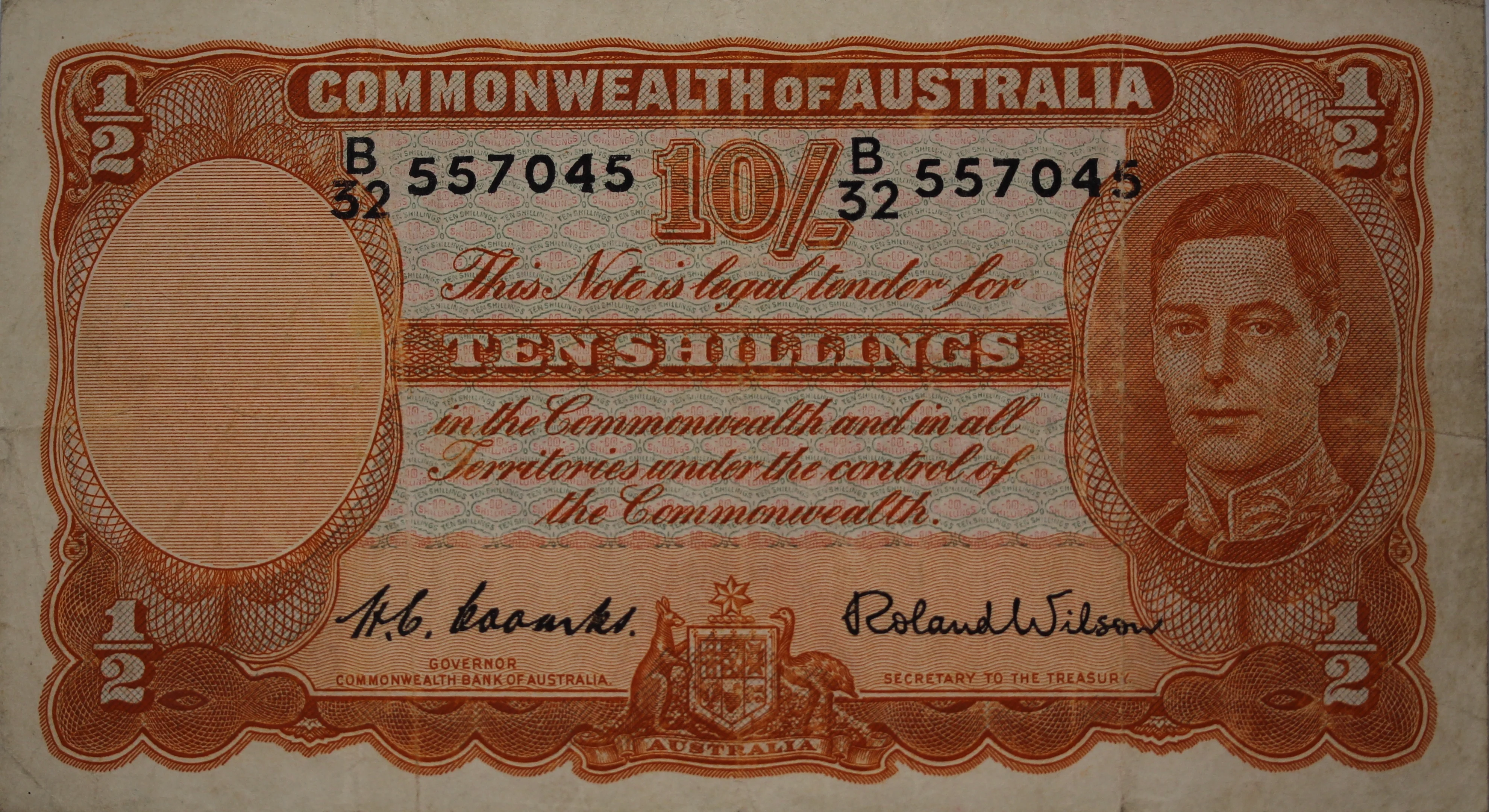Ten Shillings 1952 Coombs/Wilson gFine