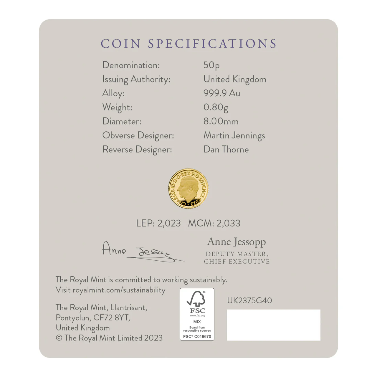 The 75th Birthday of His Majesty King Charles III 2023 UK 1/40oz Gold Proof Coin - Image 3