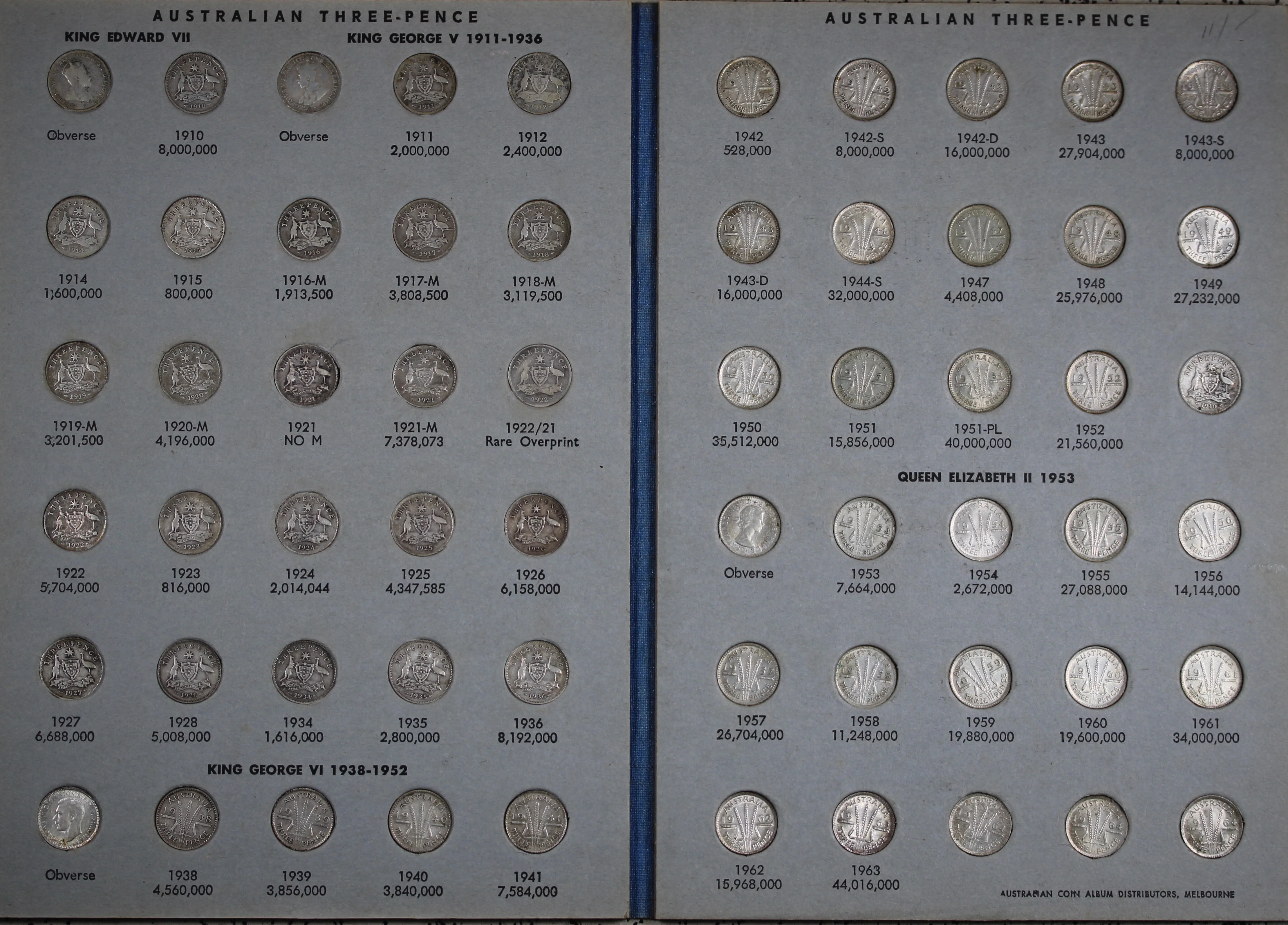 Threepence Collection in Blue Hendo Album - Image 2