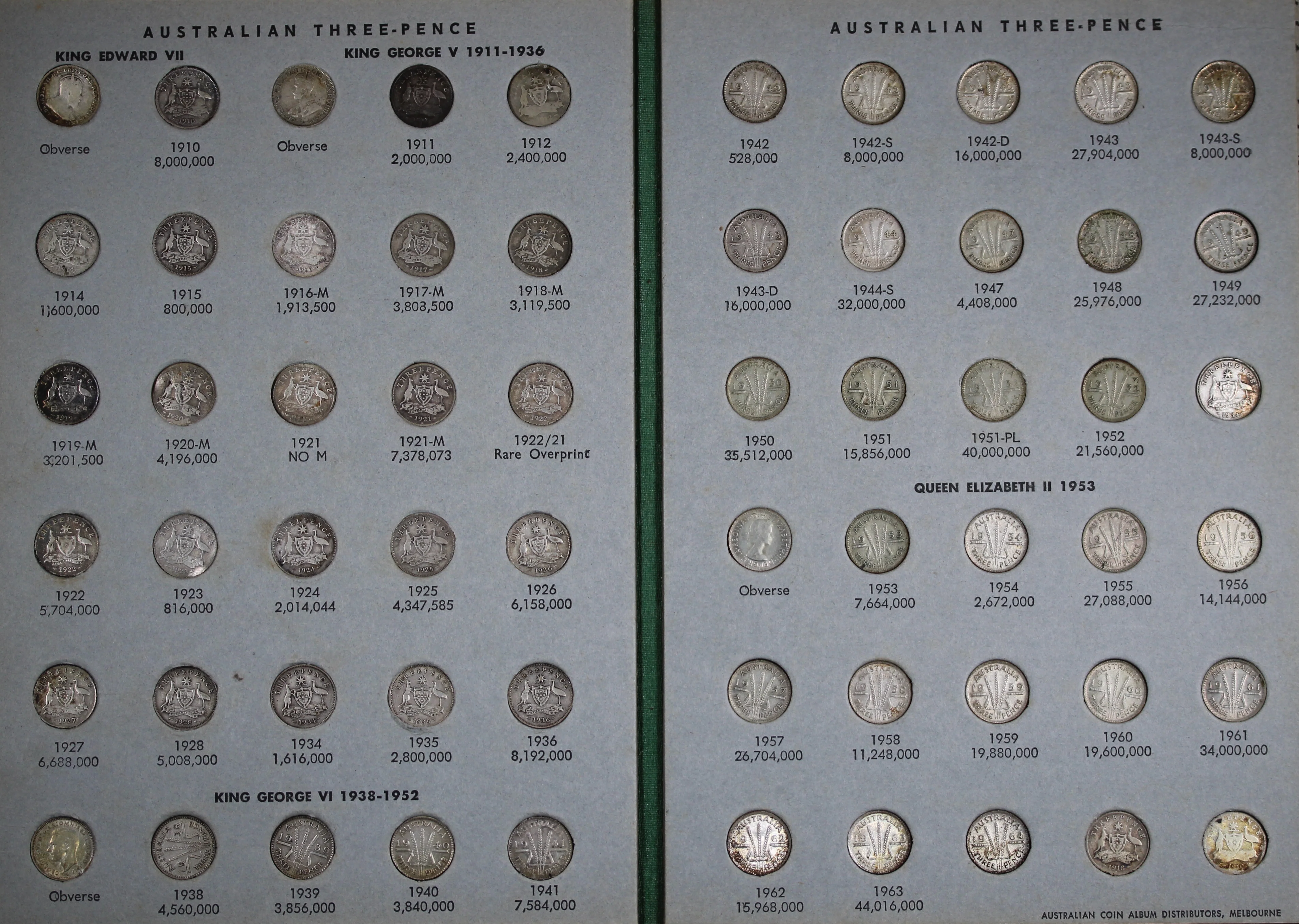 Threepence Collection in Green Hendo Album - Image 2