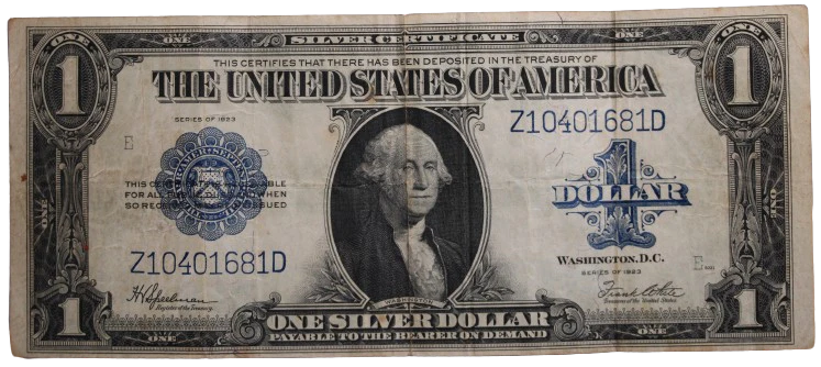 USA 1923 One Dollar Blue Seal Silver Certificate Circulated