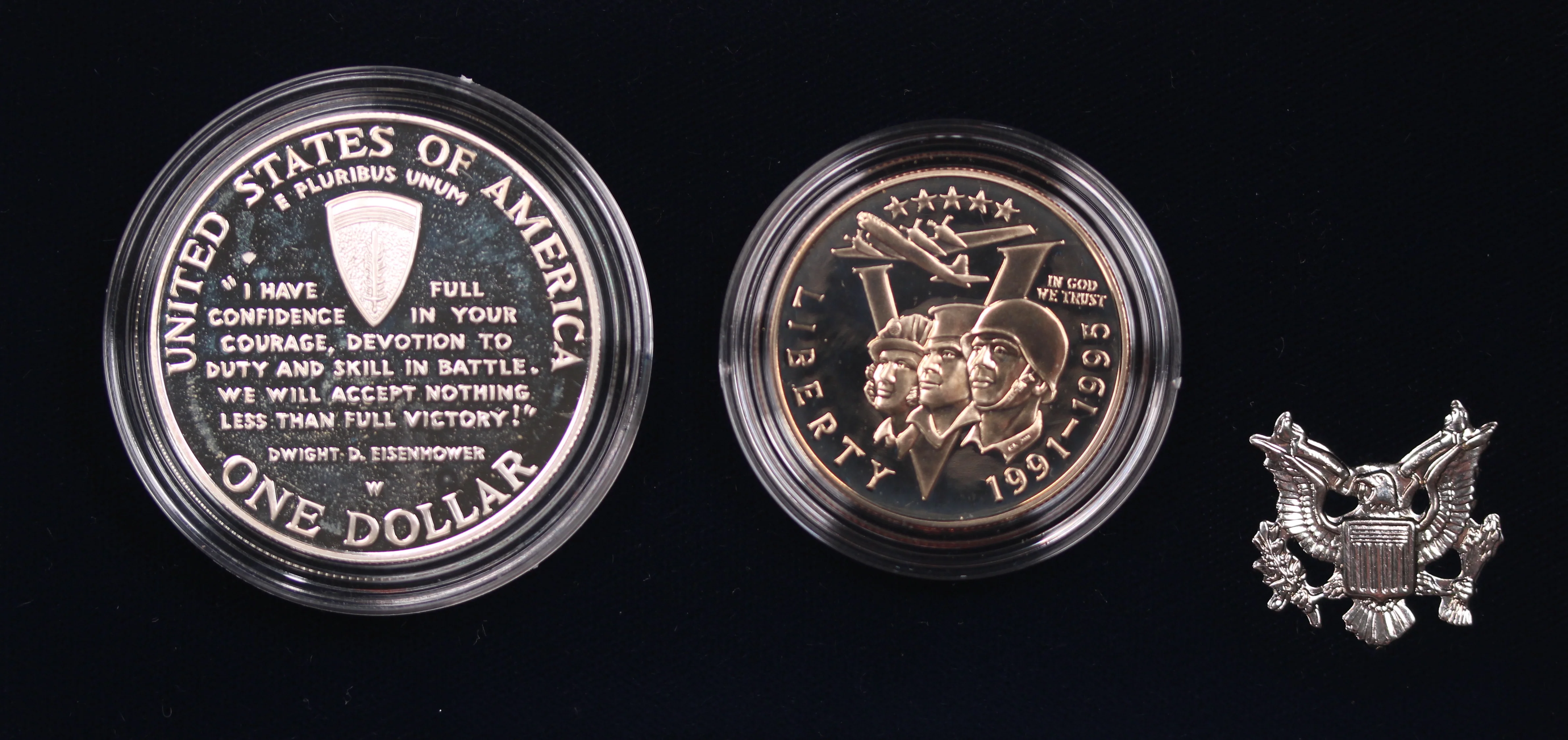 USA 1991-1995 World War II 50th Anniversary Proof Coin Pair - Image 2