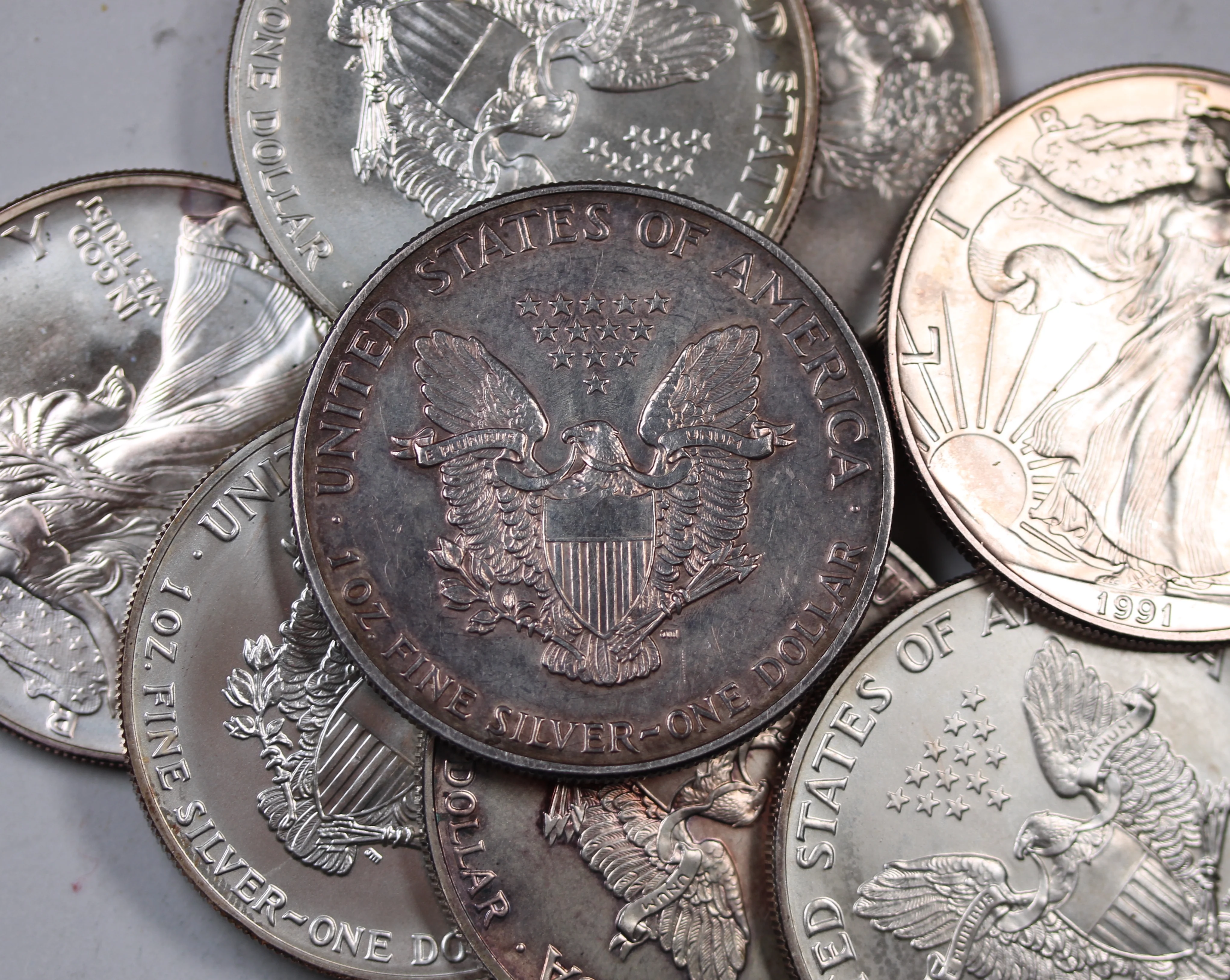 USA 1991 Silver Eagle Toned Bullion Coin