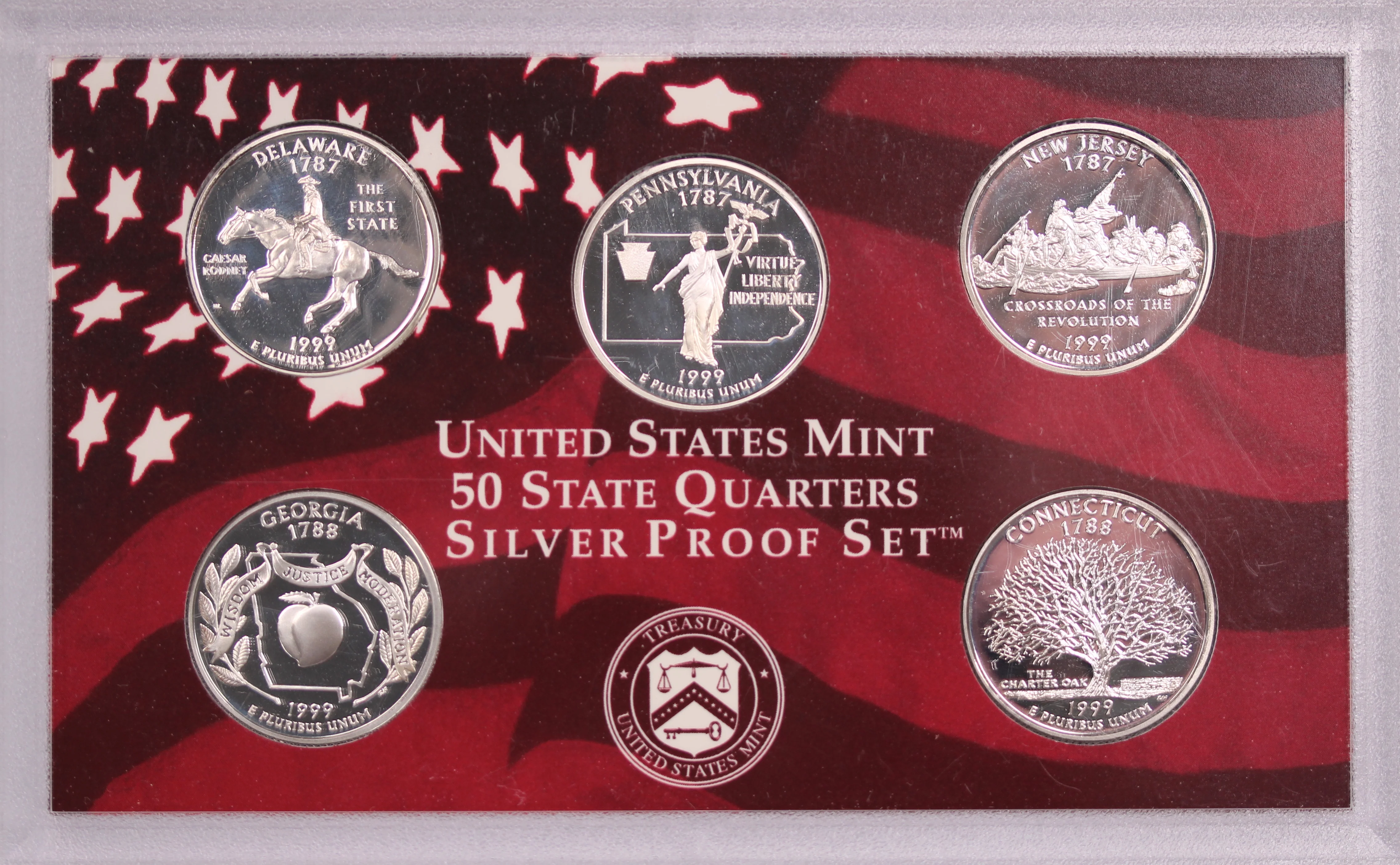 USA 1999 Silver Proof State Quarters Set - Image 3