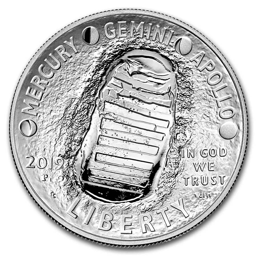 USA 2019 Apollo 11 50th Anniversary $1 Silver Proof Domed Coin - Image 2