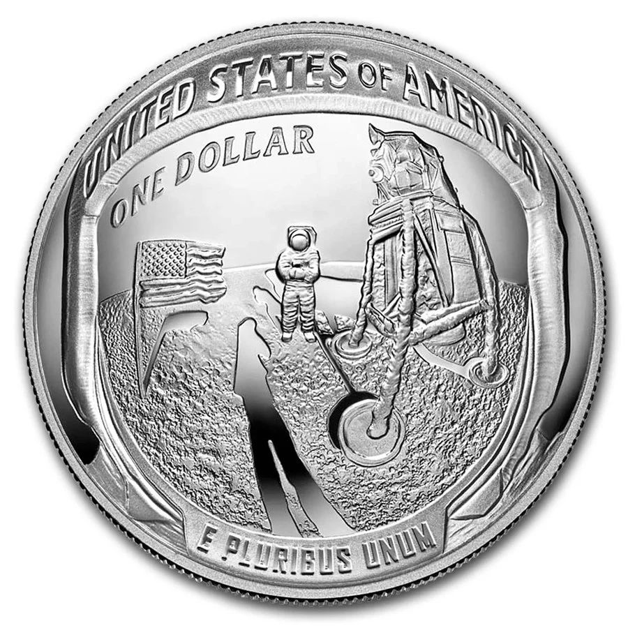 USA 2019 Apollo 11 50th Anniversary $1 Silver Proof Domed Coin - Image 3