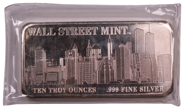 2002 Wall Street Mint New York Skyline 10oz Minted Bar
