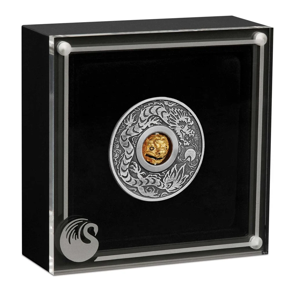 Year of the Dragon Rotating Charm 2024 1oz Silver Antiqued Coin - Image 2