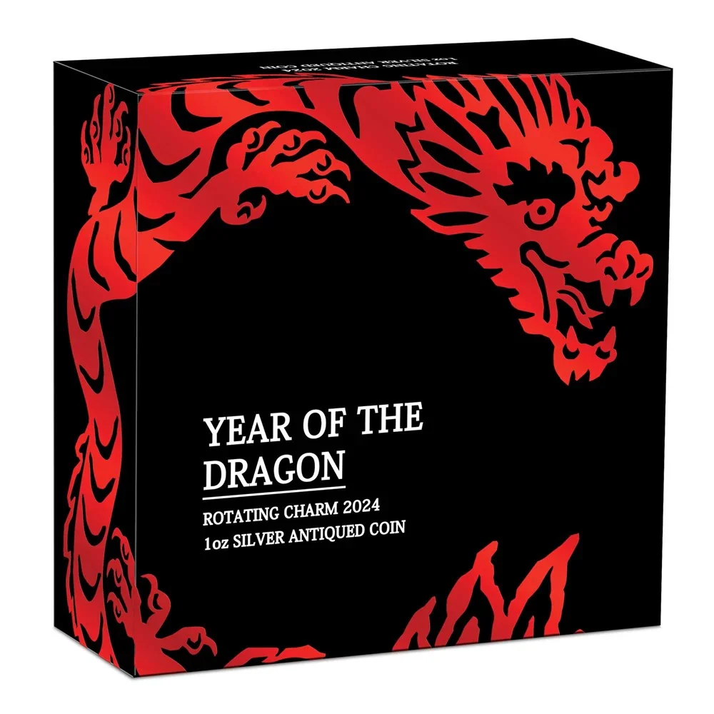 Year of the Dragon Rotating Charm 2024 1oz Silver Antiqued Coin - Image 3