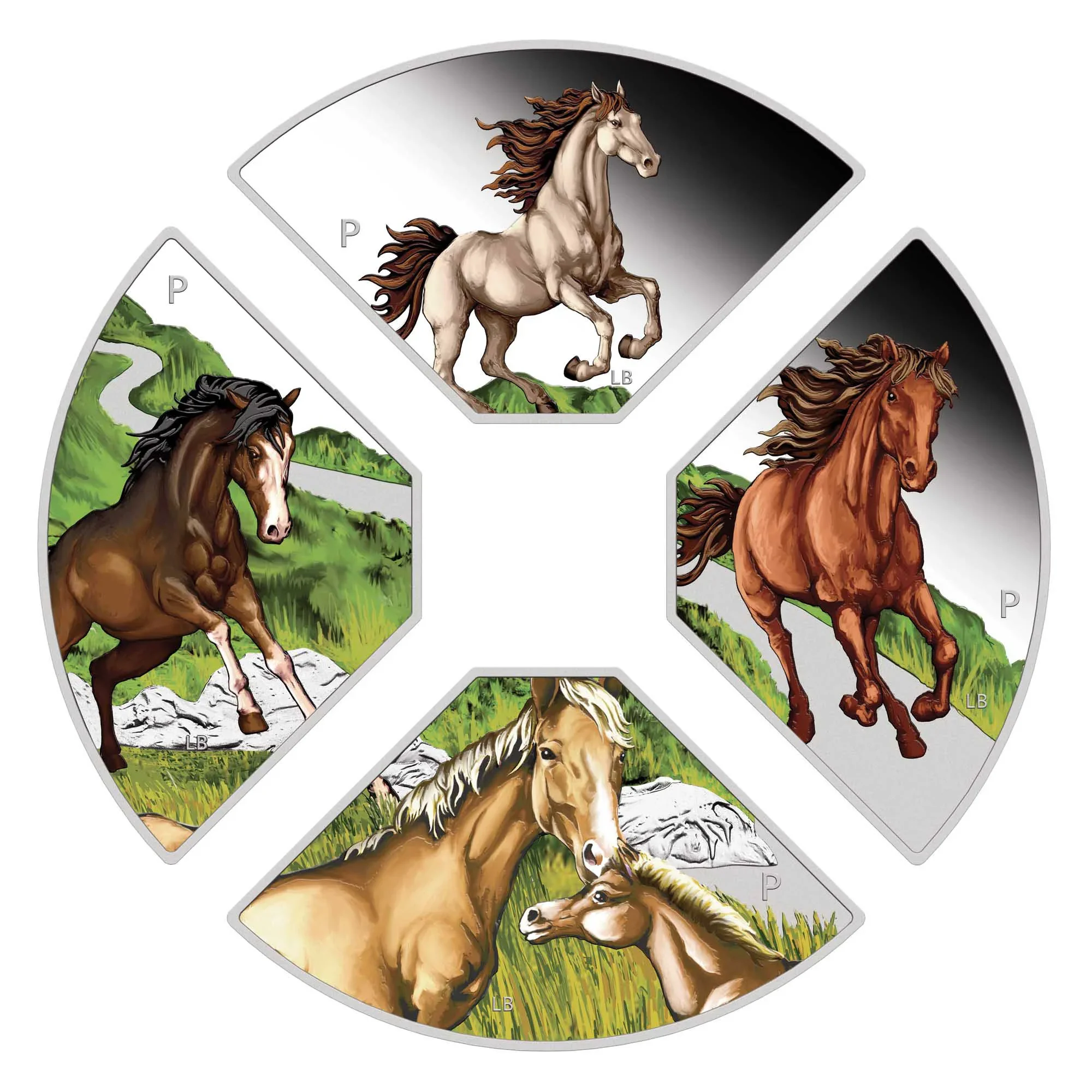 Year of the Horse Quadrant 2026 1oz Silver Proof Coloured Four-Coin Set - Image 3
