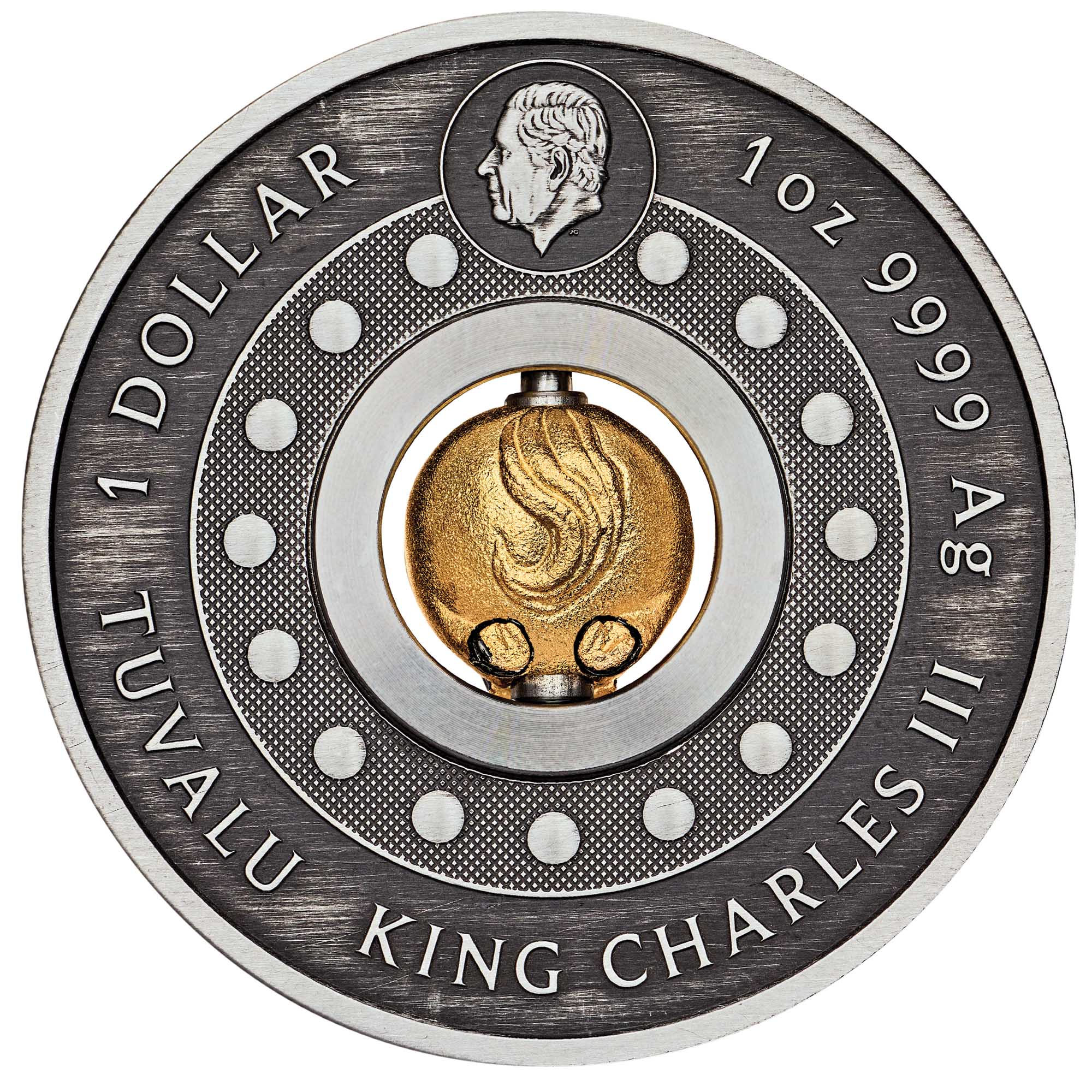 Year of the Horse Rotating Charm 2026 1oz Silver Antiqued Coin - Image 3