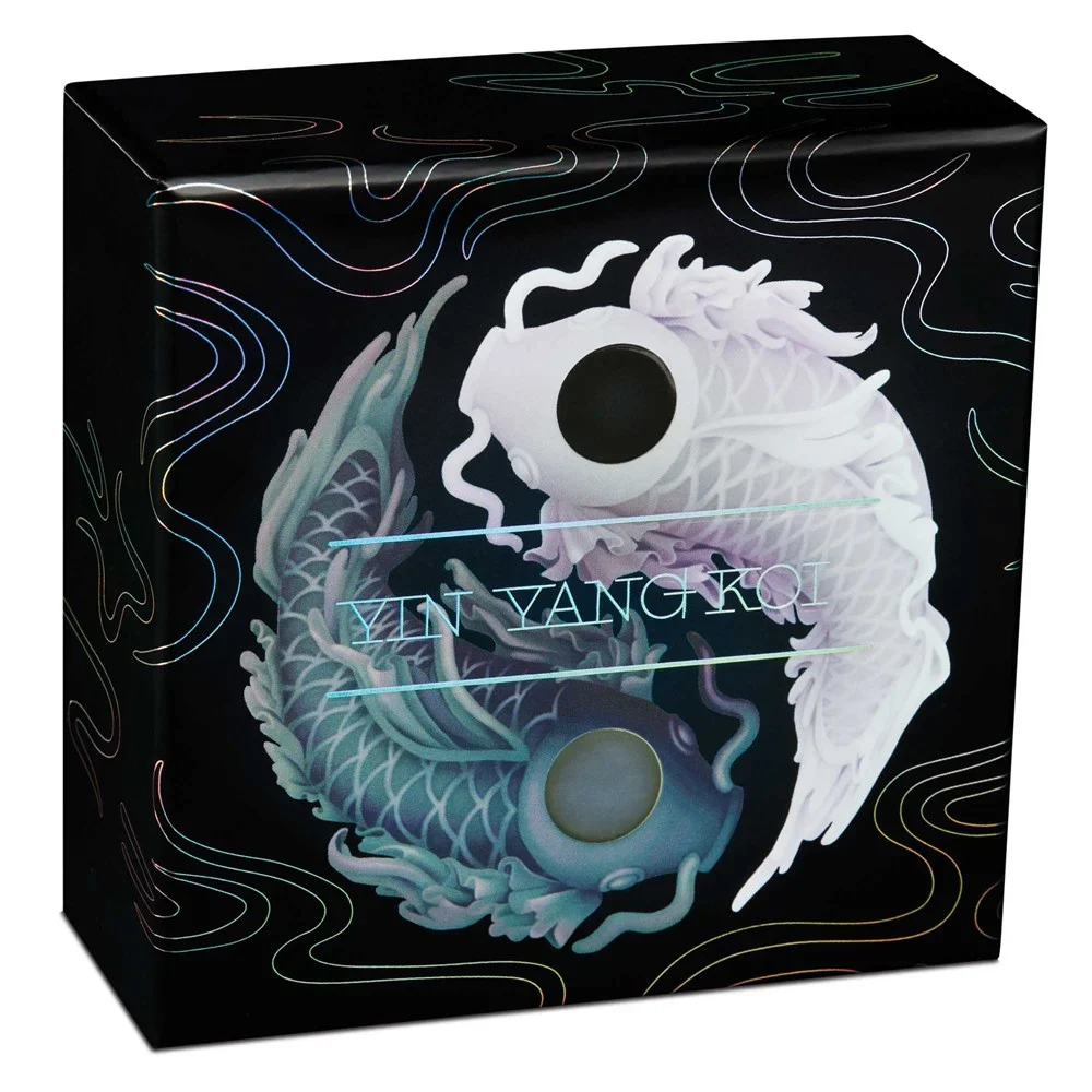 Yin Yang Koi 2024 5oz Silver Proof Coloured Coin with Pearls - Image 4